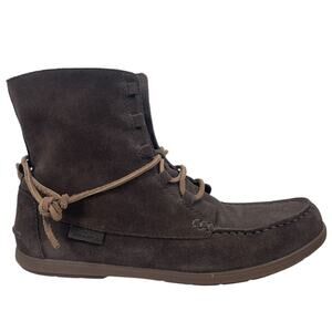 Sperry Coil Hook Moccasin Ankle Boots Suede Dark Brown Size 8.5M